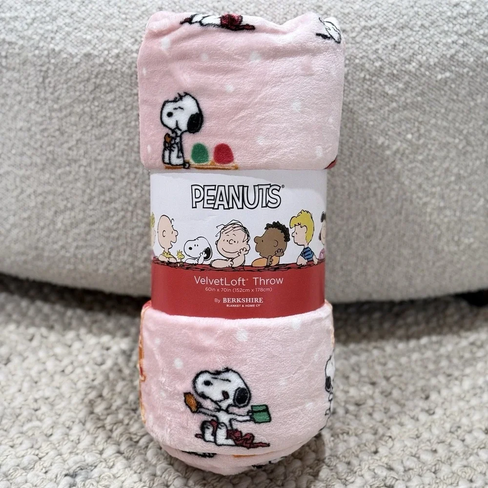 Peanuts Snoopy Gingerbread Christmas Berkshire Throw Blanket 60